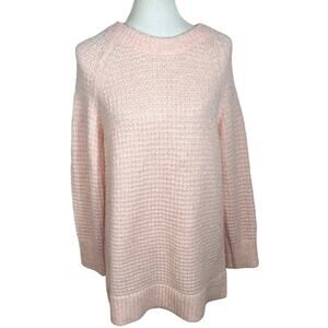 Lou & Grey Alpaca Blend Blush Pink Waffle Knit Pullover Tunic Sweater Size M